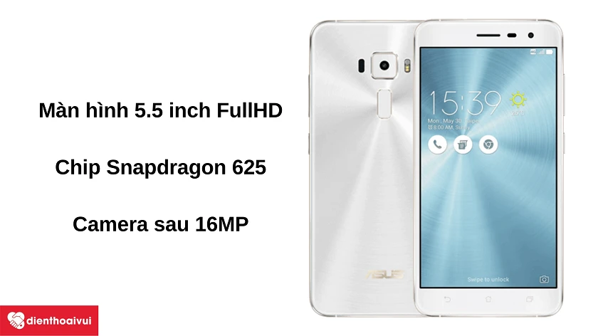 Điện thoại Asus Zenfone 3 5.5 - màn hình 5.5 inch, camera sau 16MP, chip Snapdragon 625