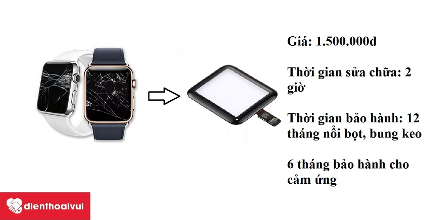 Thay mặt kính cảm ứng Apple Watch Series 3 chất lượng với giá rẻ tại Điện thoại vui