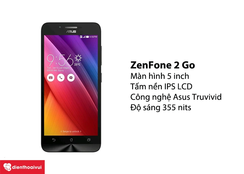Asus Zenfone 2 Go - màn hình 5 inch với tấm nền IPS LCD và công nghệ Asus Truvivid