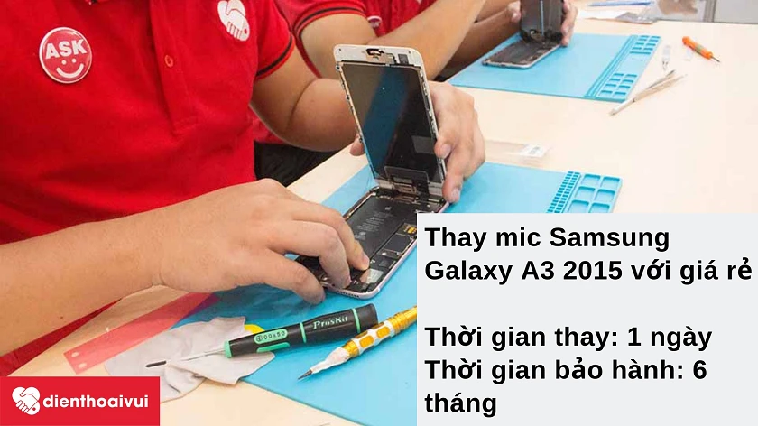 Dịch vụ thay mic Samsung Galaxy A3 2015 giá rẻ, chất lượng tốt tại Điện Thoại Vui