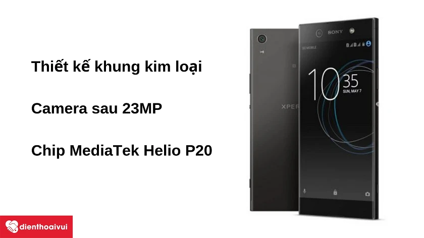 Điện thoại Sony Xperia XA1 - thiết kế khung kim loại, camera sau 23MP, chip MediaTek Helio P20