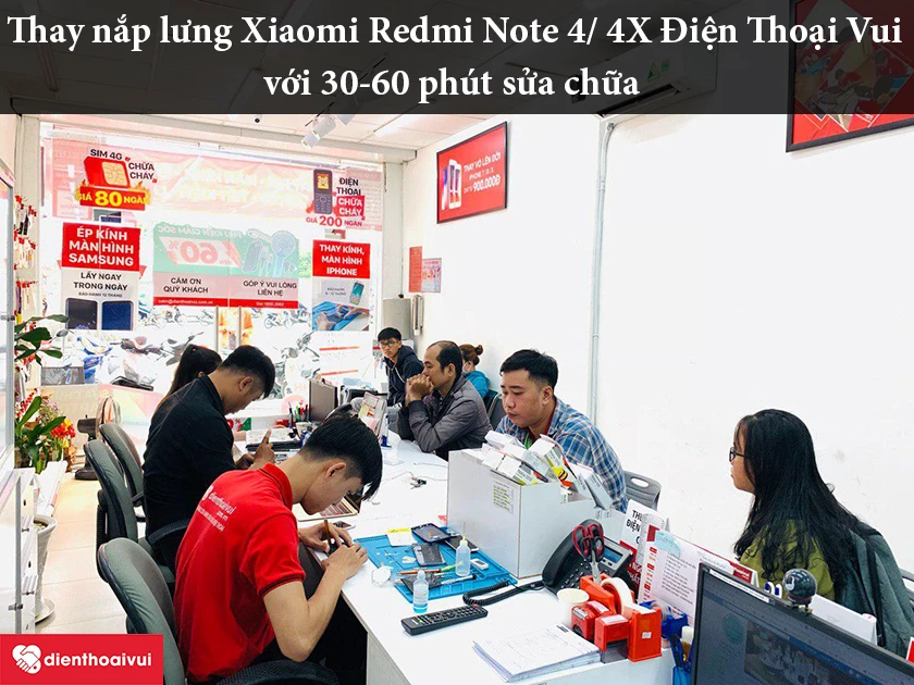 Dịch vụ thay nắp lưng Xiaomi Redmi Note 4/ 4X uy tín, chất lượng cao tại Điện Thoại Vui