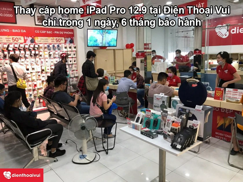 Thay cáp home iPad Pro 12.9 uy tín, giá rẻ, lấy nhanh tại TPHCM, Hà Nội