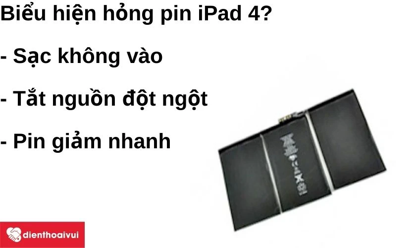 Biểu hiện iPad 4 hỏng pin?