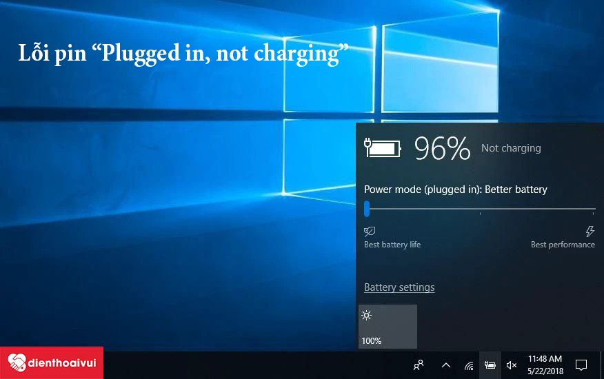 Lỗi Pin Laptop sạc không vào “Plugged in, not charging”