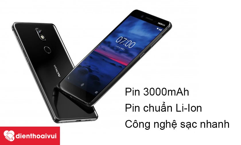 Nokia 7 – Dung lượng pin 3000mAh chuẩn Li-Ion