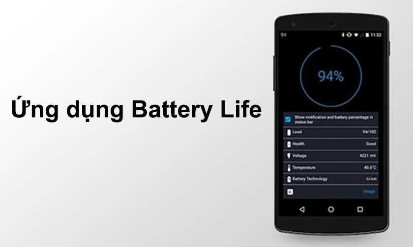 Mẹo kiểm tra tình trạng pin trên điện thoại Sony Xperia Xa1 bằng úng dụng battery life