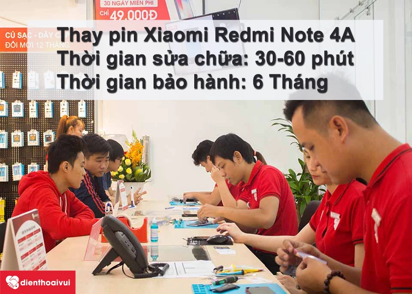 Thay pin Xiaomi Redmi Note 4A tại Điện Thoại Vui lấy ngay, giá ưu đãi