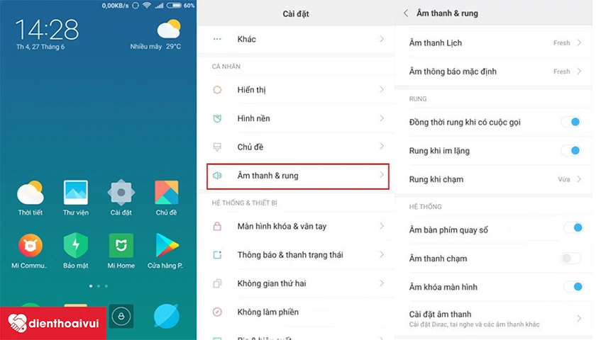 khởi động chế độ trong cài đặt âm thanh