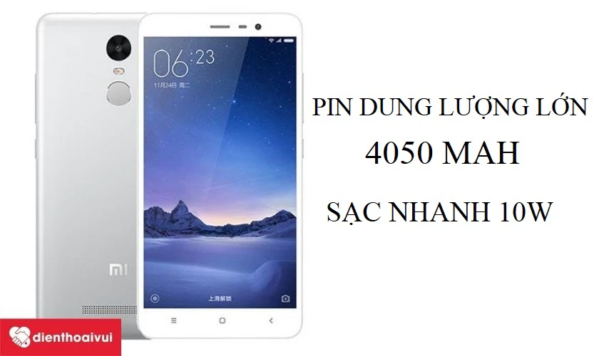 Xiaomi Redmi Note 3 - dung lượng pin lớn lên tới 4050mAh