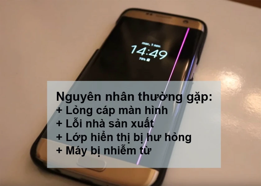 nguyên nhân làm điện thoại samsung bị sọc màn hình dọc ngang sọc xanh