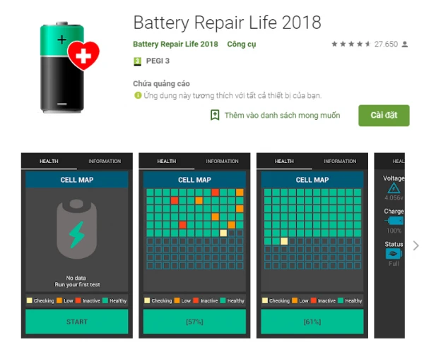 Phần mềm Android Battery Repair Life