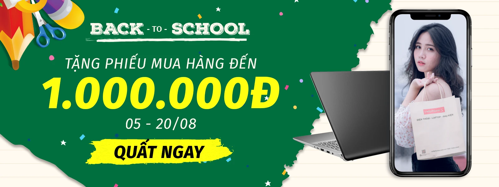 Back to school sale độc quyền mùa tựu trường deal hời đến 1.000.000 tại Điện Thoại Vui
