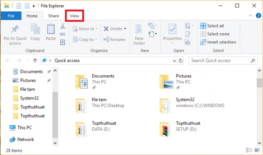Tinh chỉnh các thiết lập trong File Explorer