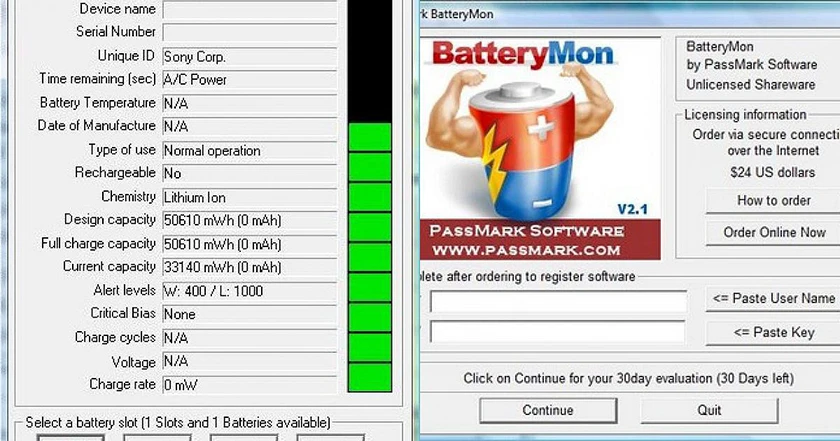 sử dụng phần mềm BatteryMon 