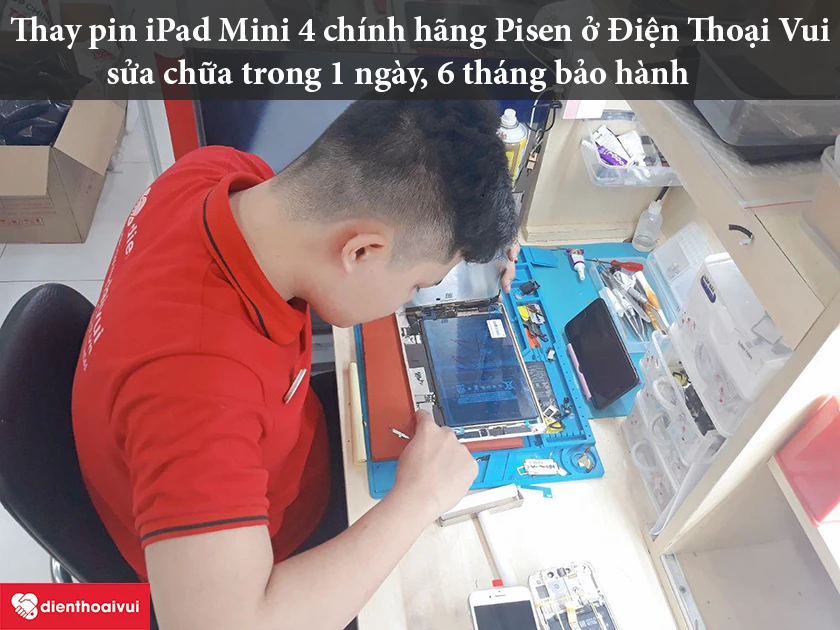 Dịch vụ thay pin iPad Mini 4 chính hãng Pisen nhanh chóng chỉ có tại Điện Thoại Vui