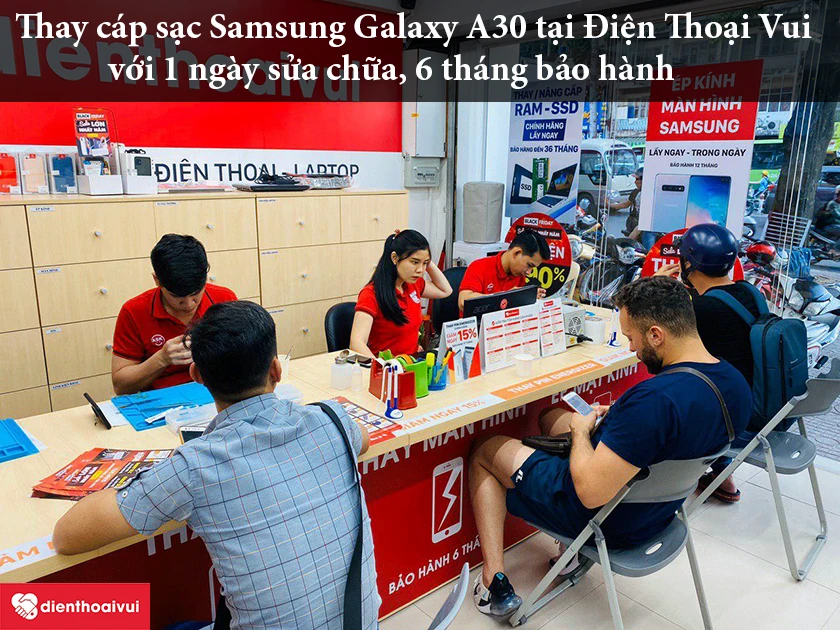 Dịch vụ thay cáp sạc Samsung Galaxy A30 bảo hành dài tại Điện Thoại Vui