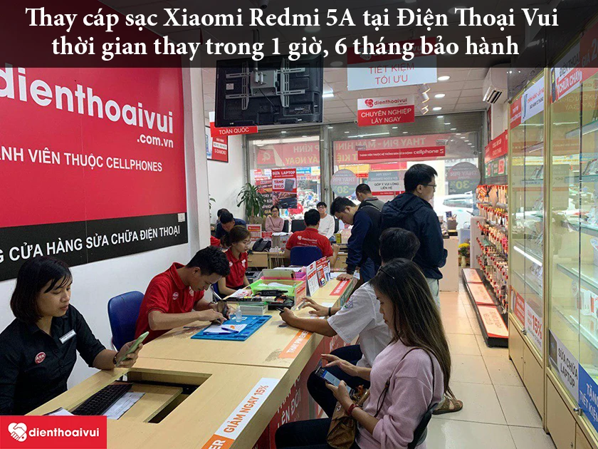 Dịch vụ thay cáp sạc Xiaomi Redmi 5A giá rẻ, chính hãng tại Hà Nội và TP. Hồ Chí Minh