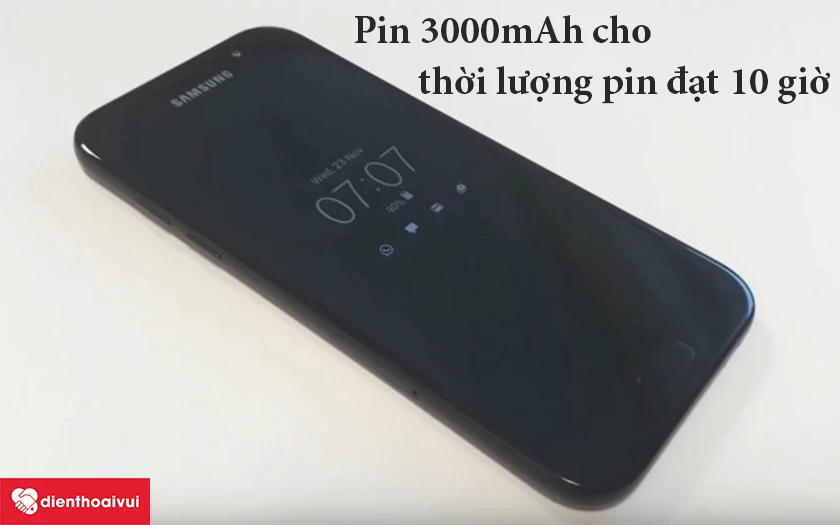 Pin Samsung Galaxy A5 2017 có dung lượng 3000mAh cho thời lượng pin đạt 10 giờ