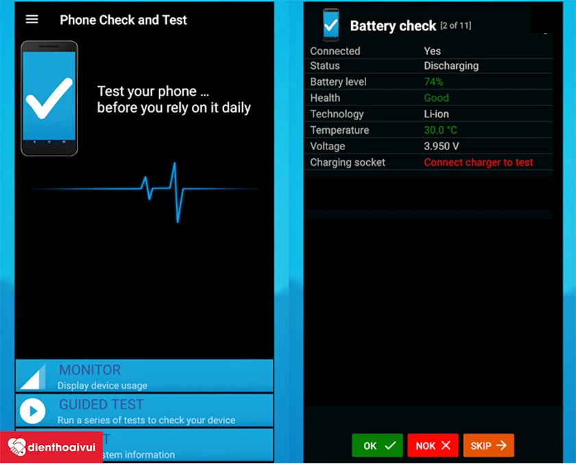 Sử dụng app Phone Check để kiểm tra pin Sony Xperia M5 Dual
