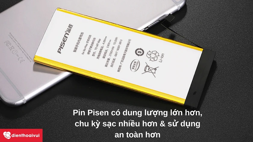 Pin Pisen dung lượng siêu cao cho iPhone 6S Plus có gì khác so với pin thường?