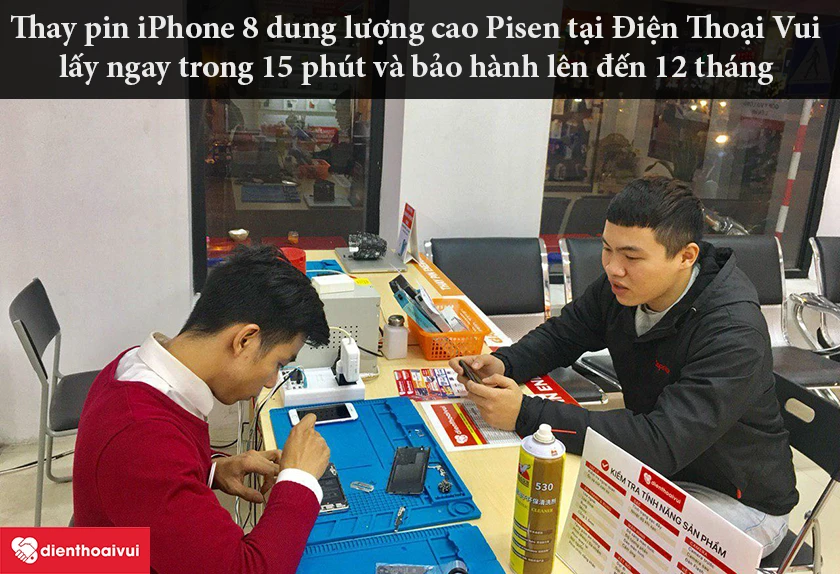 Đến ngay Điện Thoại Vui – Địa chỉ thay pin iPhone 8 dung lượng cao Pisen uy tín, giá rẻ