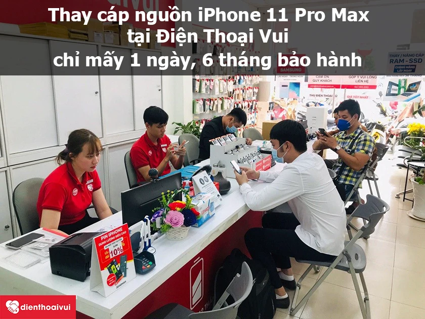 Dịch vụ thay cáp nguồn iPhone 11 Pro Max chính hãng, giá rẻ bảo hành tốt tại Điện Thoại Vui