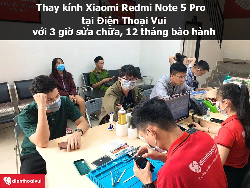 Thay kính Xiaomi Redmi Note 5 Pro chuyên nghiệp, lấy ngay tại Điện Thoại Vui