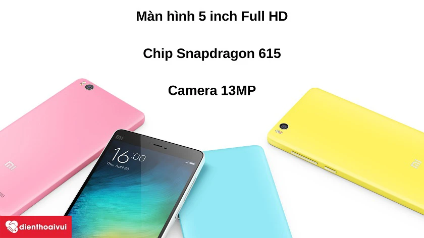 Điện thoại Xiaomi Mi 4i - Màn hình 5 inch Full HD, chip Snapdragon 615, camera 13MP