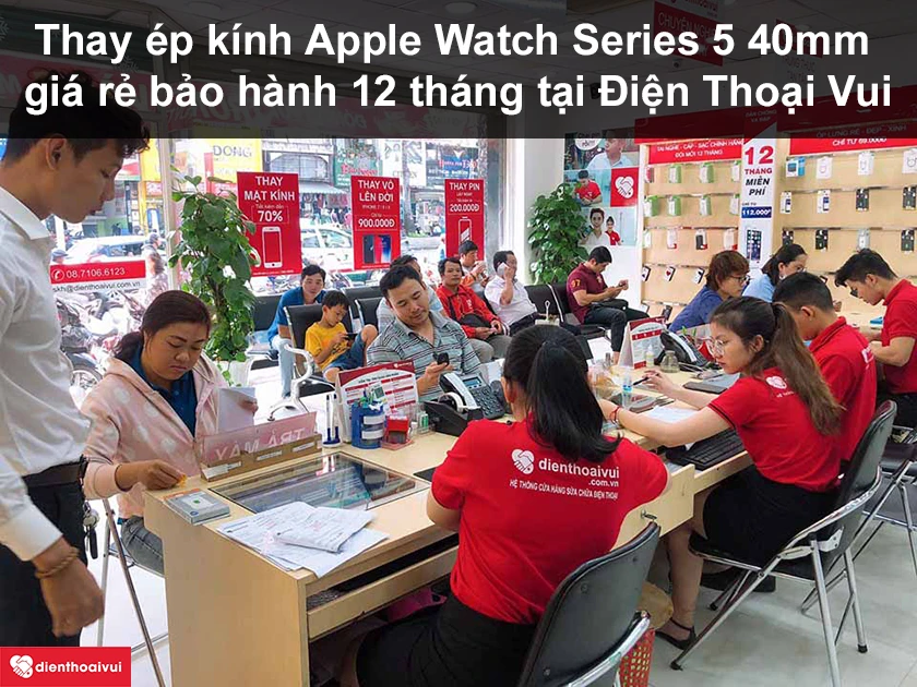 Dịch vụ thay ép kính Apple Watch Series 5 40mm giá rẻ bảo hành 12 tháng tại Điện Thoại Vui