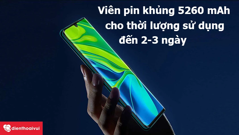 Xiaomi Mi CC9 Pro – Viên pin khủng 5260 mAh cho thời lượng sử dụng đến 2-3 ngày