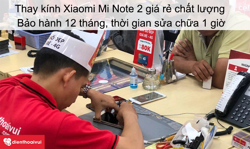Dịch vụ thay kính Xiaomi Mi Note 2 giá rẻ chất lượng tại Điện Thoại Vui