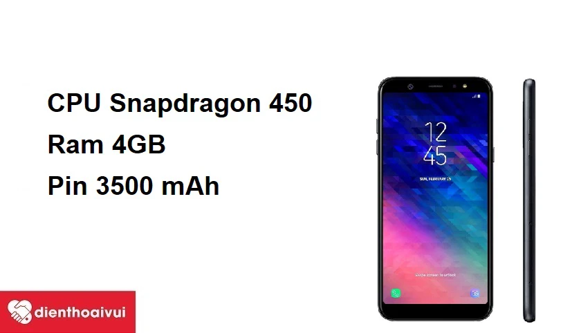 CPU Snapdragon 450 ram 4GB, dung lượng pin 3500 mAh