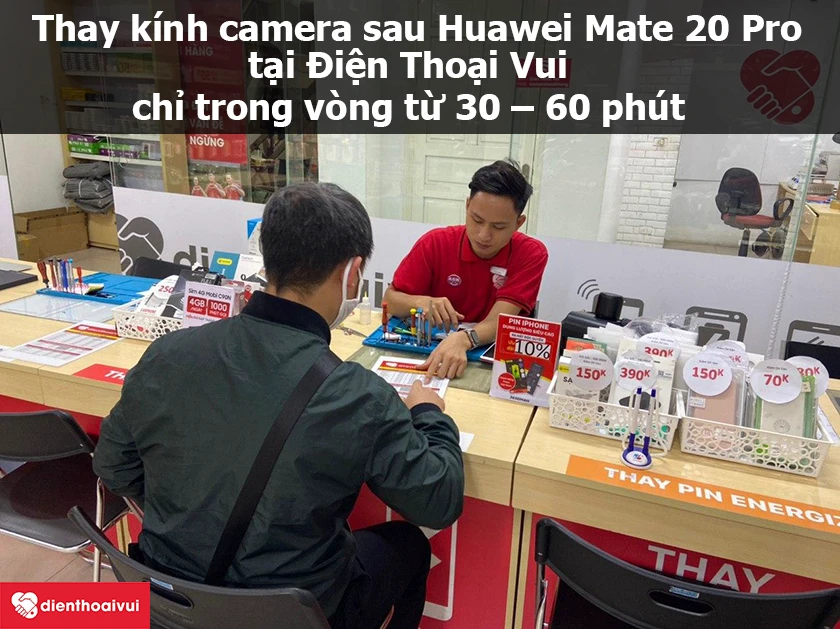 Thay kính camera sau Huawei Mate 20 Pro lấy ngay, chính hãng tại Điện Thoại Vui