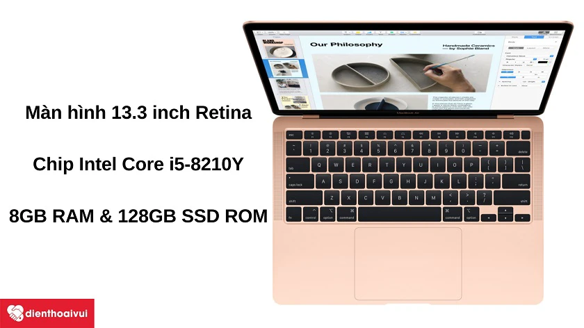 Laptop MacBook Air 2018 - Màn hình 13.3 inch, chip Intel Core i5, 8GB RAM & 128GB ROM