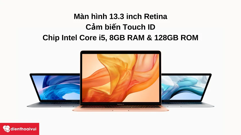 Laptop MacBook Air 2018 - Màn hình 13.3 inch Retina, cảm biến Touch ID, pin 49.9Wh