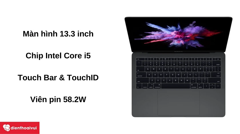 Laptop MacBook Pro 2016 - Màn hình 13.3 inch, chip Intel Core i5, viên pin 58.2W