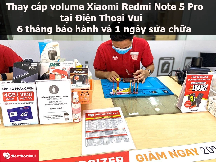 Dịch vụ thay cáp volume Xiaomi Redmi Note 5 Pro giá rẻ, lấy ngay tại Điện Thoại Vui