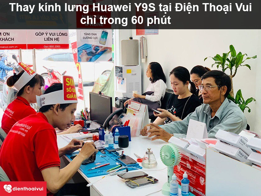 Dịch vụ thay kính lưng Huawei Y9S giá rẻ, lấy ngay tại Điện Thoại Vui