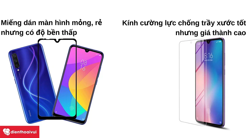 Nên trang bị miếng dán màn hình hay kính cường lực cho điện thoại Xiaomi Mi A3?