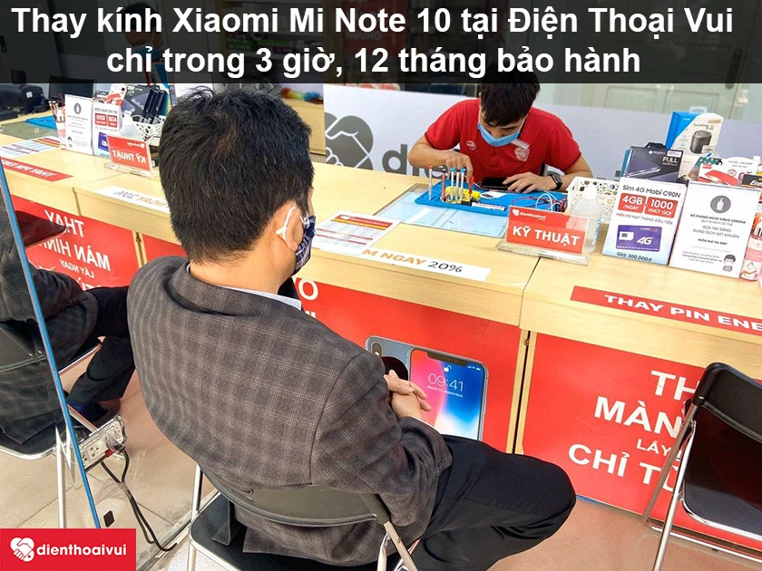 Dịch vụ thay kính Xiaomi Mi Note 10 giá rẻ lấy ngay tại Điện Thoại Vui