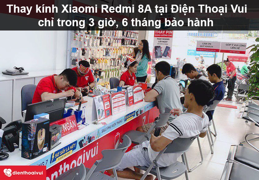 Dịch vụ thay kính Xiaomi Redmi 8A giá rẻ lấy ngay tại Điện Thoại Vui