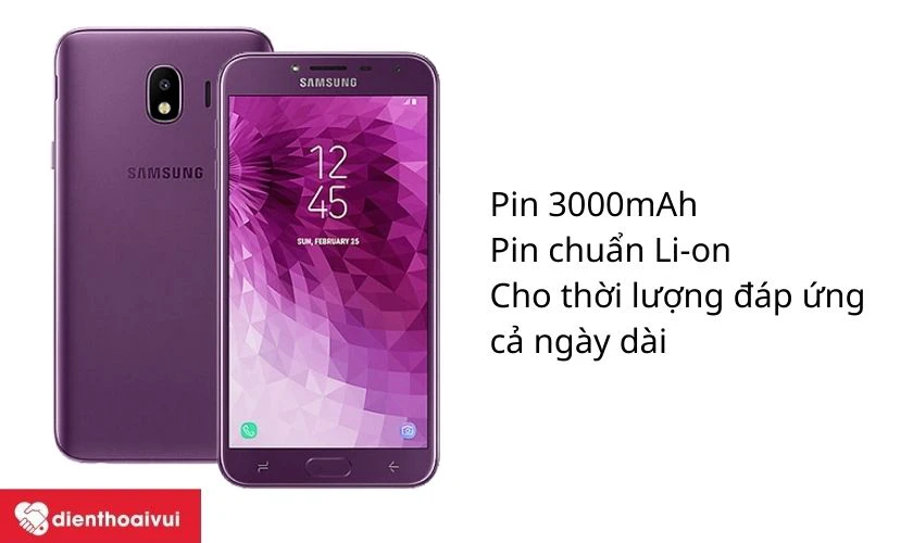 Samsung Galaxy J4 2018 sở hữu pin 3000mAh chuẩn Li-on