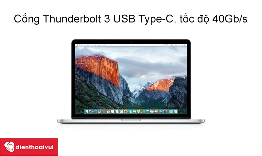 Macbook Pro 2019 - Cổng Thunderbolt 3 USB Type-C, tốc độ 40Gb/s