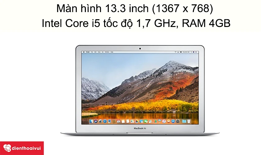 Macbook Air 2012 - Màn hình 13.3 inch (1367 x 768), Intel Core i5 tốc độ 1,7 GHz, RAM 4GB