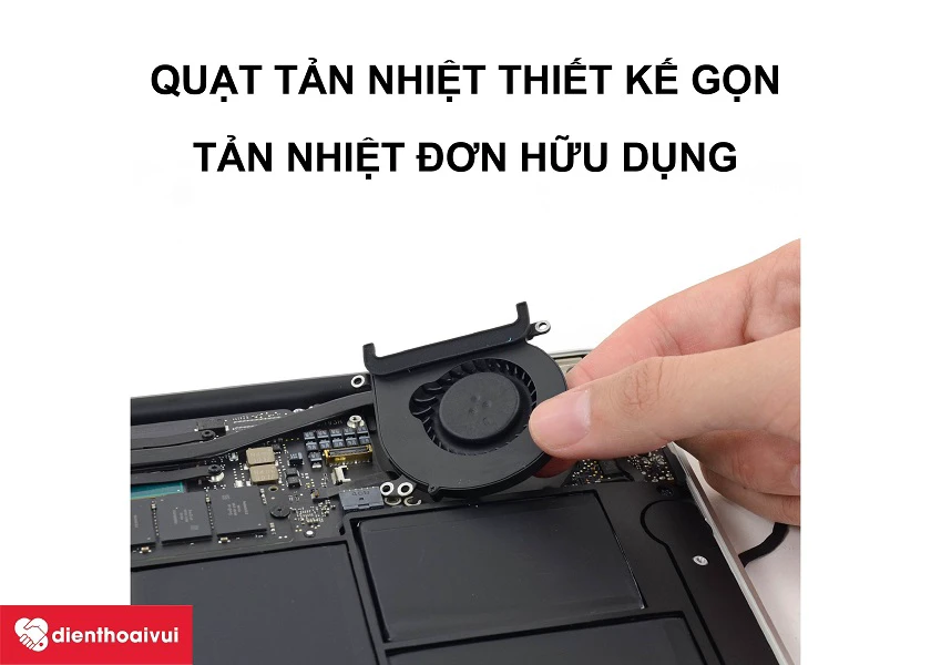 Macbook Air 2013 - Quạt tản nhiệt đơn mạnh mẽ cùng với bộ vi xử lý vượt trội 