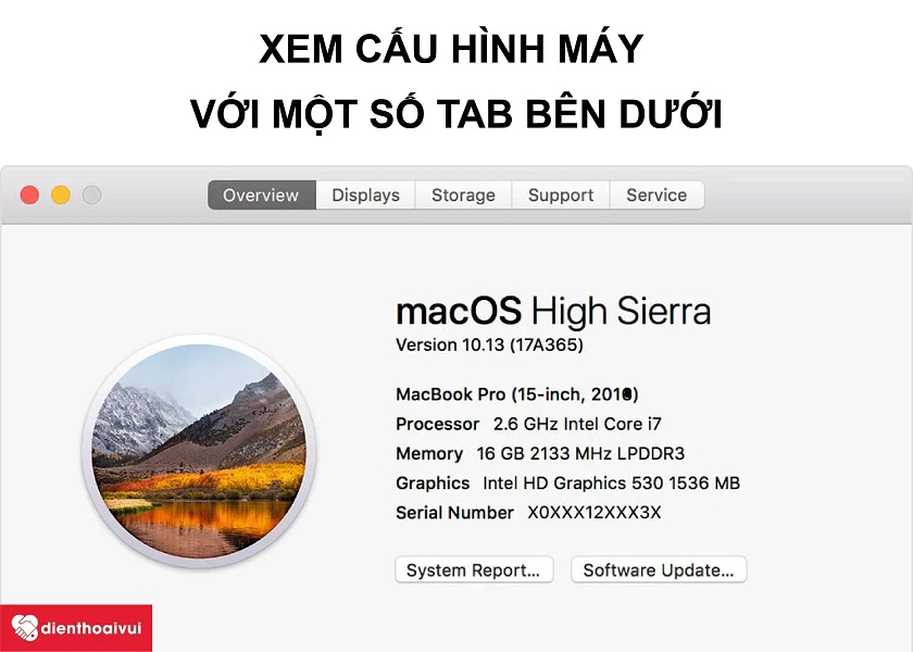 Hướng dẫn cách xem full cấu hình card màn hình trên Macbook Pro 2018