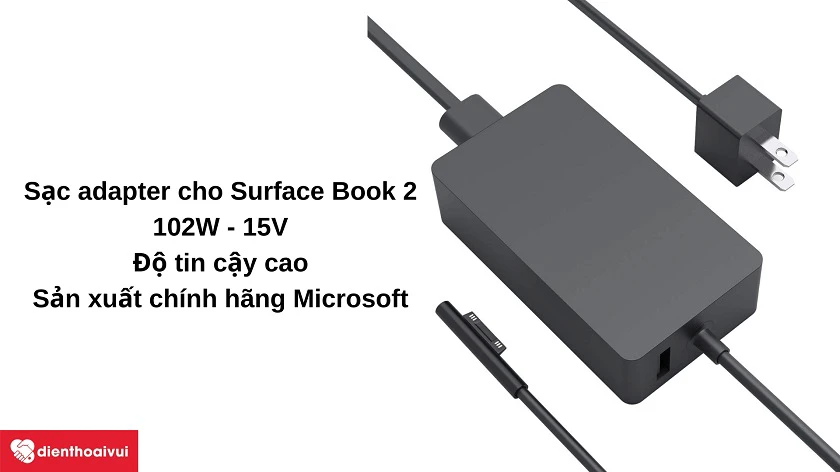 Giới thiệu về phụ kiện sạc adapter cho Surface Book 2