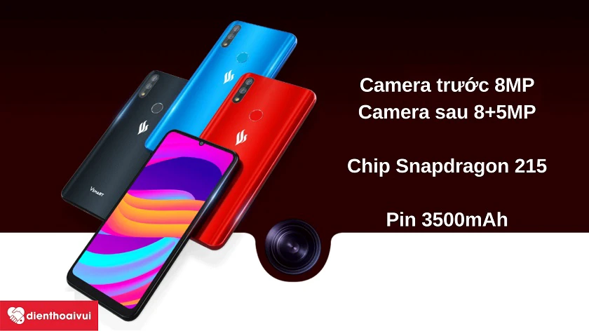 Camera selfie 8MP, camera sau 8+5MP, chip Snapdragon 215