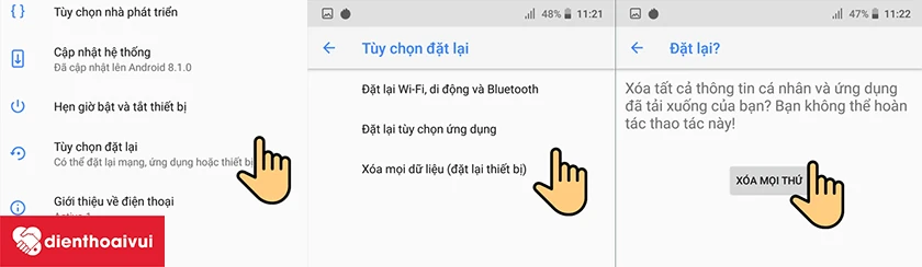 hôi phục lại cài đặt gốc